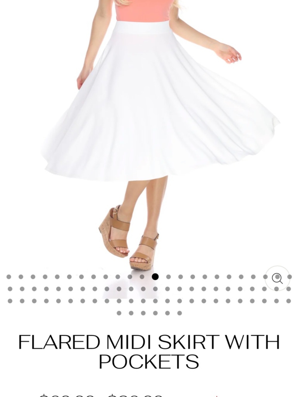 White Mark Seafoam Green Circle, Flared Midi Skirt, L - Picture 6 of 8